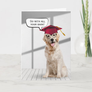 Golden Retriever Graduate With Red Cap Card