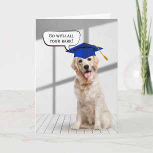Golden Retriever Graduate With Red Cap Card