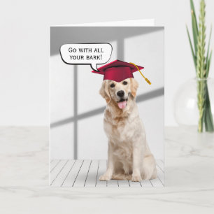 Golden Retriever Graduate With Red Cap Card