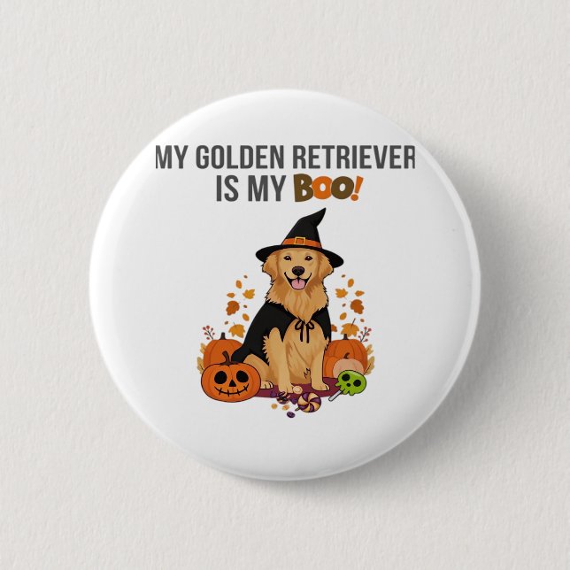Golden Retriever Halloween Dog  My Golden Retrieve 6 Cm Round Badge (Front)