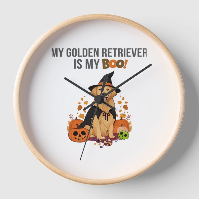 Golden Retriever Halloween Dog  My Golden Retrieve Clock (Front)