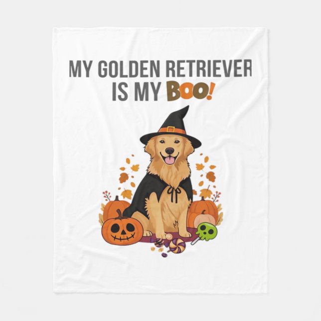 Golden Retriever Halloween Dog  My Golden Retrieve Fleece Blanket (Front)