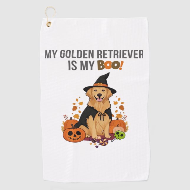 Golden Retriever Halloween Dog  My Golden Retrieve Golf Towel (Front)