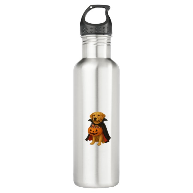 Golden Retriever Halloween Dog with Pumpkin Candy  710 Ml Water Bottle (Front)