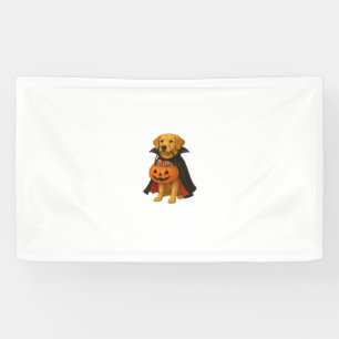 Golden Retriever Halloween Dog with Pumpkin Candy  Banner