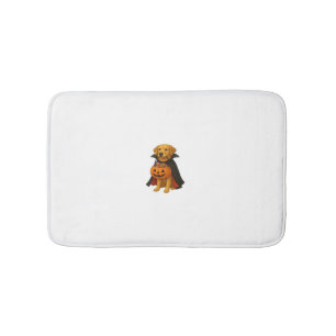 Golden Retriever Halloween Dog with Pumpkin Candy  Bath Mat