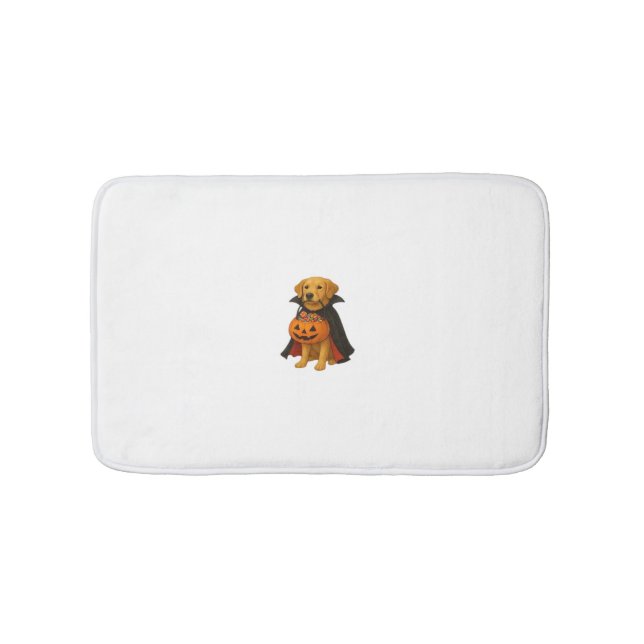 Golden Retriever Halloween Dog with Pumpkin Candy  Bath Mat (Front)