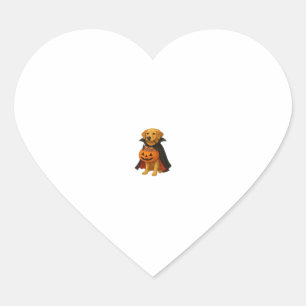 Golden Retriever Halloween Dog with Pumpkin Candy  Heart Sticker