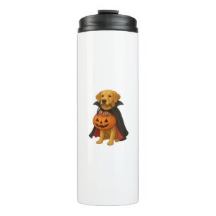 Golden Retriever Halloween Dog with Pumpkin Candy Thermal Tumbler