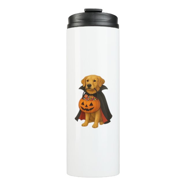 Golden Retriever Halloween Dog with Pumpkin Candy  Thermal Tumbler (Front)