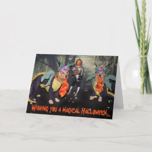 Golden Retriever Halloween Dragons Card