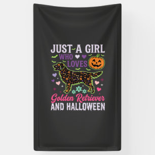 Golden Retriever Halloween Girl Pumpkin Dog Design Banner