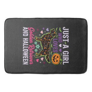 Golden Retriever Halloween Girl Pumpkin Dog Design Bath Mat