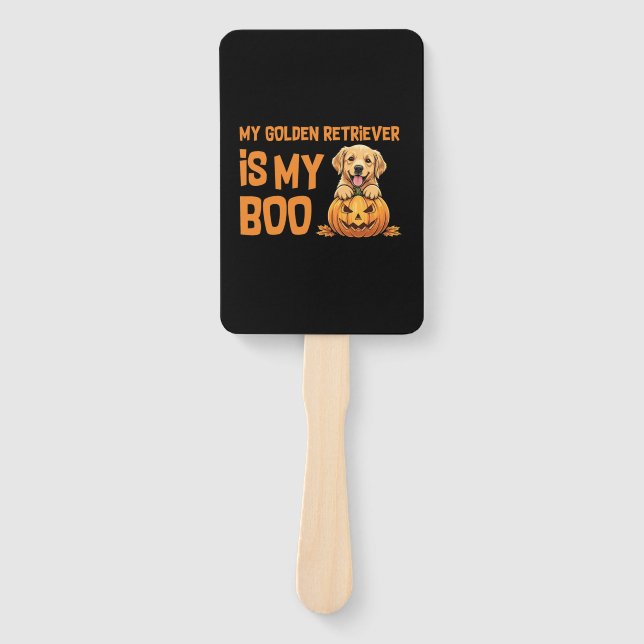 Golden Retriever Halloween Hand Fan (Front)