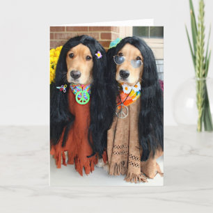 Golden Retriever Halloween Hippie Card
