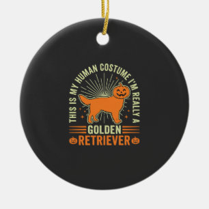 Golden Retriever Halloween Human Costume Vintage D Ceramic Tree Decoration