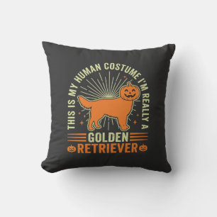 Golden Retriever Halloween Human Costume Vintage D Cushion
