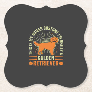 Golden Retriever Halloween Human Costume Vintage D Paper Coaster