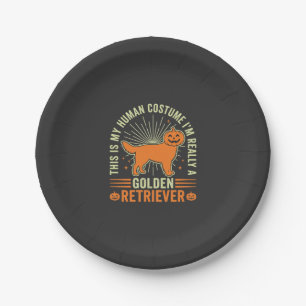 Golden Retriever Halloween Human Costume Vintage D Paper Plate