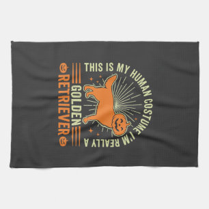 Golden Retriever Halloween Human Costume Vintage D Tea Towel