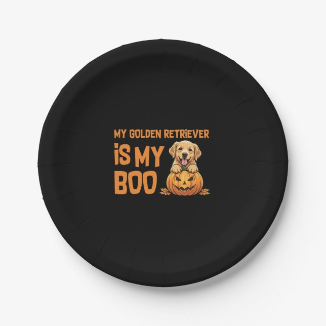 Golden Retriever Halloween Paper Plate (Front)