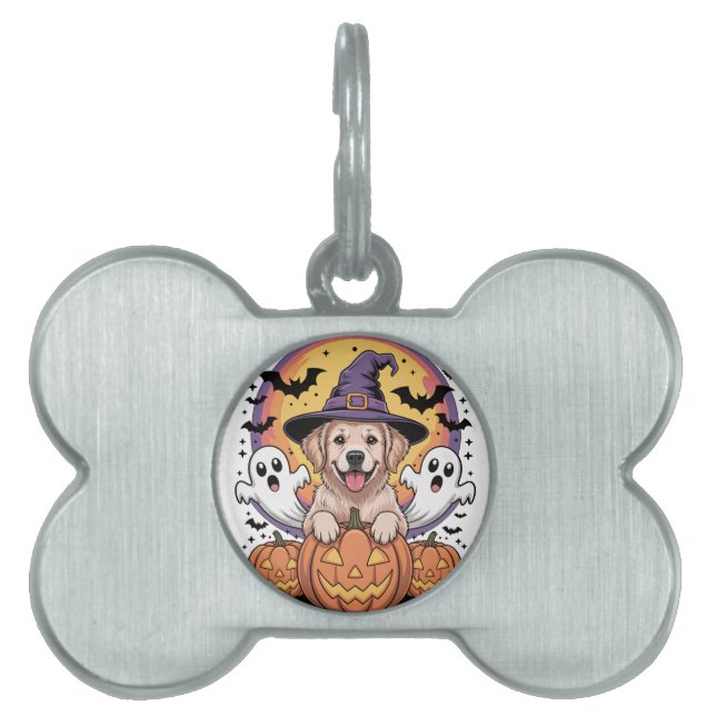 Golden Retriever Halloween Pet ID Tag (Front)