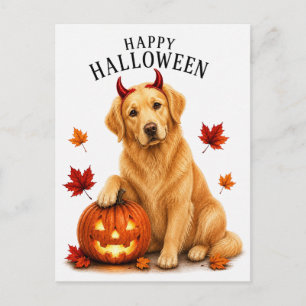 Golden Retriever Halloween Postcard