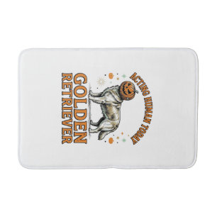 Golden Retriever Halloween Pumpkin Dog Costume Shi Bath Mat