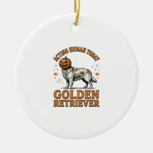Golden Retriever Halloween Pumpkin Dog Costume Shi Ceramic Tree Decoration