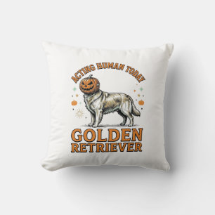 Golden Retriever Halloween Pumpkin Dog Costume Shi Cushion