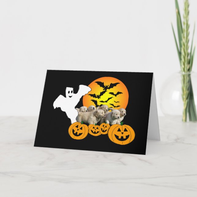 Golden Retriever Halloween Puppies Greeting Card (Front)