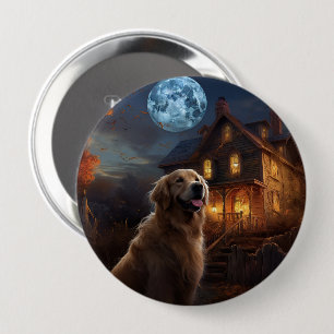 Golden Retriever Halloween Scary 10 Cm Round Badge