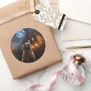 Golden Retriever Halloween Scary Classic Round Sticker