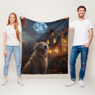Golden Retriever Halloween Scary Fleece Blanket
