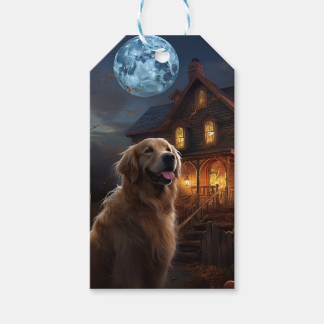 Golden Retriever Halloween Scary Gift Tags (Front)