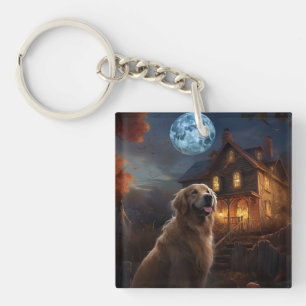 Golden Retriever Halloween Scary Key Ring