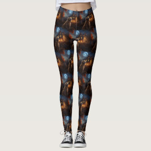 Golden Retriever Halloween Scary Leggings