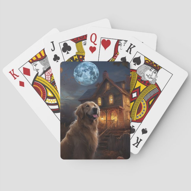 Golden Retriever Halloween Scary Playing Cards (Back)