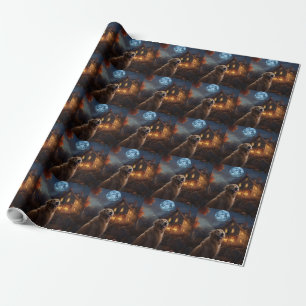 Golden Retriever Halloween Scary Wrapping Paper