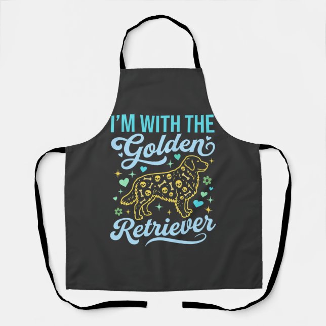 Golden Retriever Halloween Skull Pattern Dog Lover Apron (Front)
