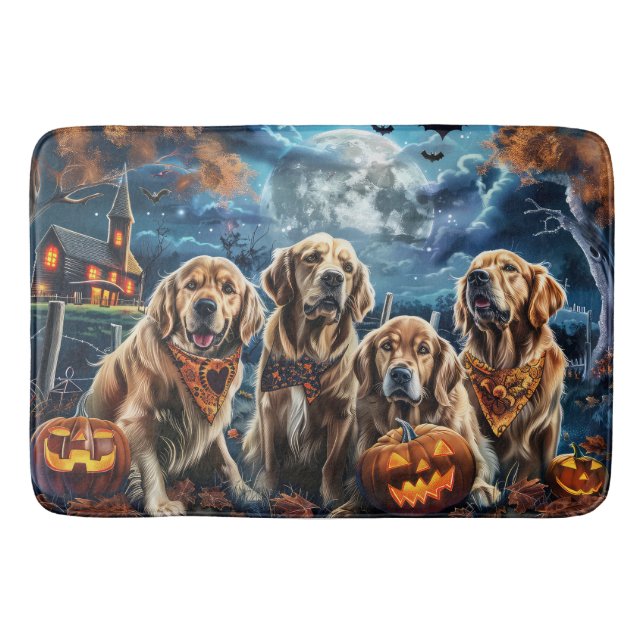 Golden Retriever Halloween Spooky  Bath Mat (Front)