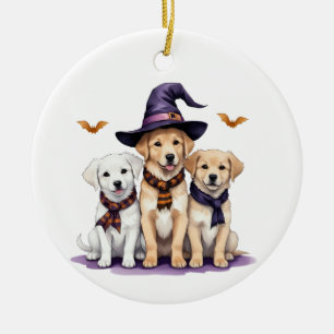 Golden Retriever Halloween Spooky Dog Halloween  Ceramic Tree Decoration