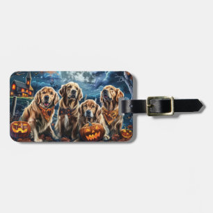 Golden Retriever Halloween Spooky Luggage Tag