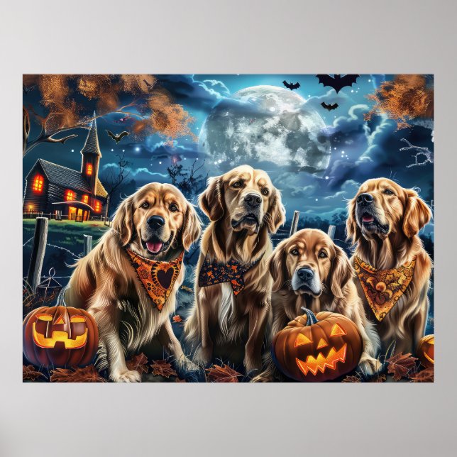 Golden Retriever Halloween Spooky  Poster (Front)