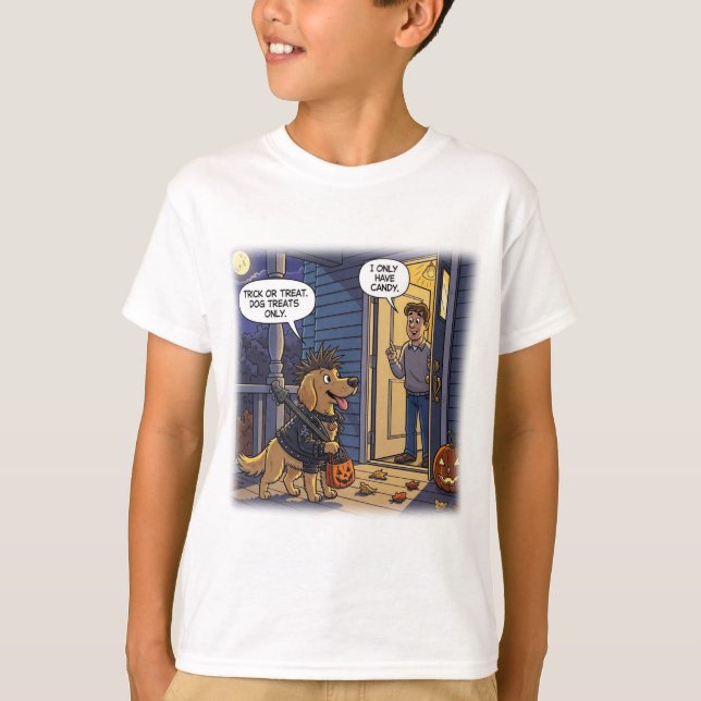 Golden Retriever Halloween T-Shirt Funny Treats (Front)