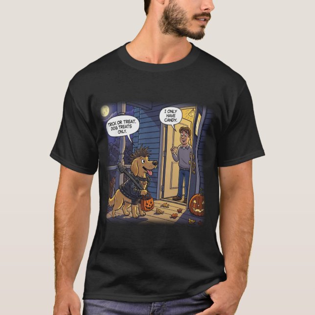 Golden Retriever Halloween T-Shirt Funny Treats (Front)
