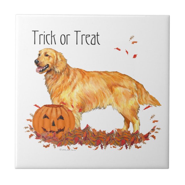 Golden Retriever Halloween Tile (Front)