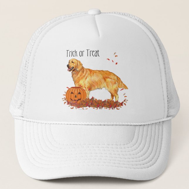 Golden Retriever Halloween Trucker Hat (Front)