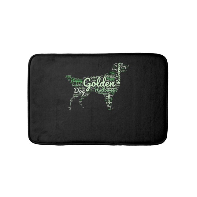 Golden Retriever Halloween Typography Bath Mat (Front)