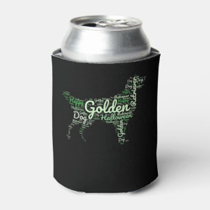 Golden Retriever Halloween Typography Can Cooler